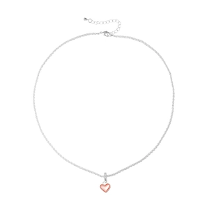 Elegant heart pendant necklace with pink shell inlay and silver adjustable chain