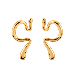 Modernos pendientes de clip dorados con forma de serpiente y diseño curvo elegante