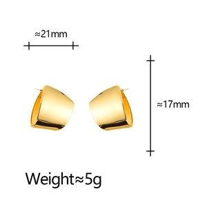 Minimalist geometric gold earrings with dimensions 21mm x 17mm and 5g weight data