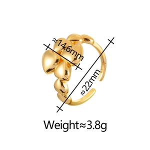 Minimalist gold adjustable heart ring featuring multiple 3D heart motifs for women