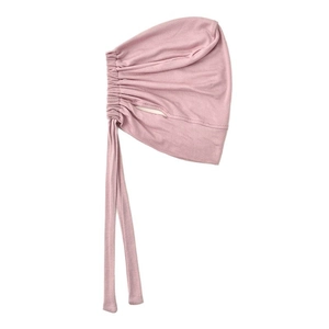 Elastic modal cotton inner hijab cap in light pink with adjustable tie straps for women