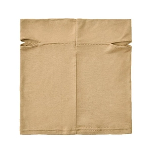 Beige modal fabric neck gaiter with ear hole design for secure fit and sun protection