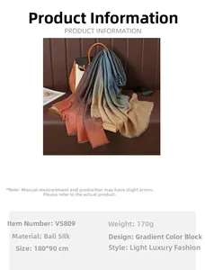 Detail of 180x90cm gradient voile scarf showing the raw fringed edges and soft texture