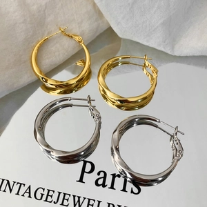 Twisted Geometric Hoop Earrings Copper 18K Gold Plated Spiral Design Fashion Jewelry For Women