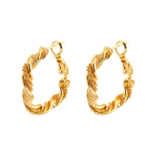 Minimalist twisted gold hoop earrings with textured spiral design for daily wear
