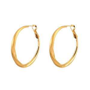 Minimalist gold Mobius twist hoop earrings with brushed and polished metal finish