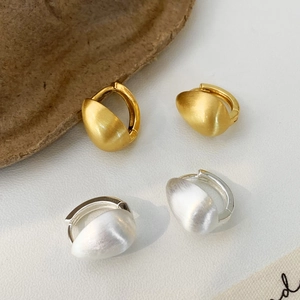 Water Drop Shape Hoop Earrings Brushed Matte Copper 18K Gold Plated Minimalist Elegant For Women