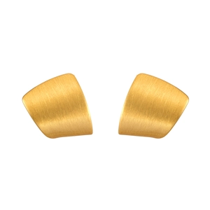Minimalistische geometrische goldene Ohrstecker mit gebürsteter Metalloberfläche