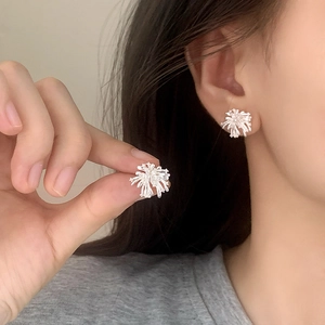 Irregular silver firework stud earrings with a modern matte finish for a stylish look