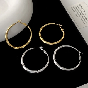 Twisted Mobius Hoop Earrings For Women Large Geometric Copper Gold Plated Minimalist Polished Fashion Jewelry