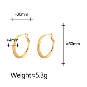 Minimalist matte gold twisted hoop earrings, 30mm geometric design for women's fashion