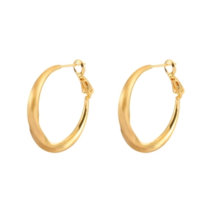 Minimalist matte gold twisted hoop earrings with irregular brushed metal geometric design