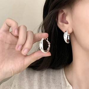 Geometric Multilayer Hoop Earrings Frosted Metal Twisted Cross Design Trendy Elegant Jewelry For Women