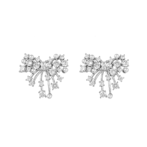 Orecchini a fiocco in argento con perle e zirconi scintillanti per un look di lusso