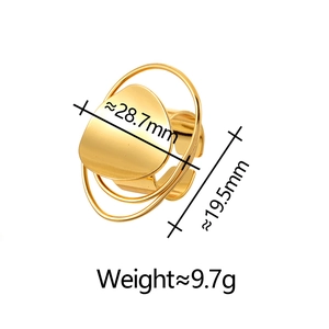 Golden chunky geometric open ring with layered bands and irregular triangle flat plate