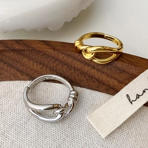 Minimalist Knotted Ring Copper Open Adjustable Simple Geometric Knot Finger Jewelry For Women Daily Fashion Accessories