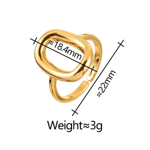 Minimalist gold hollow geometric open ring featuring rectangular cutout design