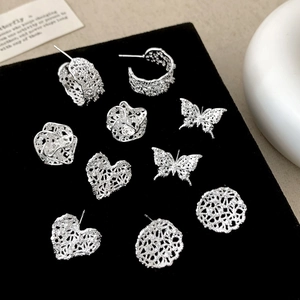 Hollow Lace Earrings Elegant French Silver Plated Copper Filigree Jewelry For Women With 925 Sterling Silver Earring Post