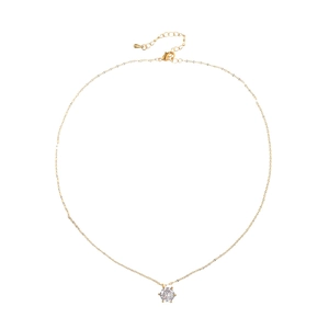 Minimalist gold necklace featuring a brilliant round zircon in a classic six-prong setting