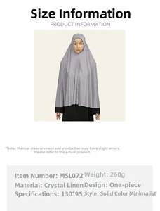 Gray crystal linen hijab 130x95cm large size overhead shawl in simple solid color