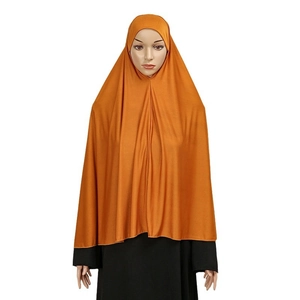 Ginger yellow long khimar headscarf made of soft 40D crystal linen fabric
