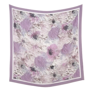 Quadratisches Tuch mit Blumenmuster, Lavendel-Bordüre und impressionistischem Ölgemälde-Stil