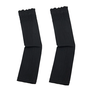 Manches de protection solaire noires à volants, protège-bras anti-UV rafraîchissants femme.