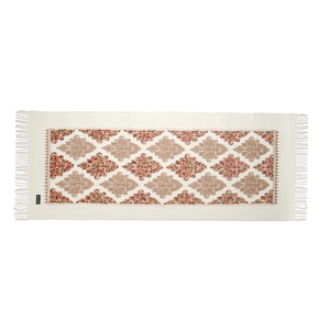 Winter pashmina sjaal met ruitborduurwerk en franjes in gebroken wit paisley-patroon