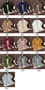 Grid view showing thirteen different solid colors of cotton linen square scarves for women