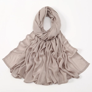 Breathable mocha brown modal hijab scarf with a soft pleated texture for women