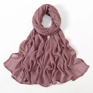 Solid color breathable modal hijab scarf for women in dust pink cotton fabric texture