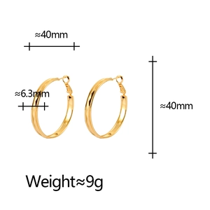 Créoles dorées à motif losanges multicouches, diamètre 40mm et largeur 6,3mm