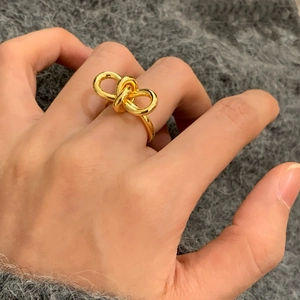 Bague Ouverte Nœud Minimaliste Pour Femme Réglable Cuivre Design De Nœud Bijou Élégant Accessoire De Mode Quotidien
