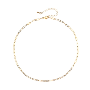 Minimalist gold-plated paperclip chain necklace with lobster clasp and extension link