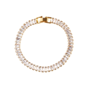 Elegantes Gold-Tennisarmband mit funkelnden rechteckigen Zirkonia-Kristallen