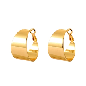 Polished gold wide hoop earrings with minimalist high-shine mirror finish for women