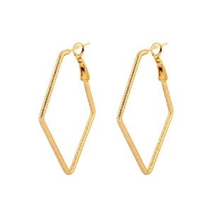 Boucles d'oreilles créoles losange dorées mates avec charnière polie élégante