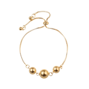 Bracelet rétro français en or avec trois sphères métalliques et fermoir réglable