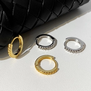 Boucles D Oreilles Créoles Géométriques En Cuivre Plaqué Texturé Rond Simple Mode Bijoux Pour Femmes