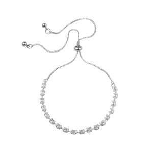 Verstellbares Armband in Silberoptik mit glitzernden Baguette-Zirkonia und Schiebeverschluss