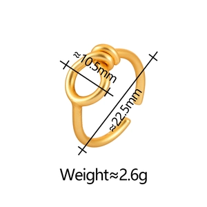Matte gold knotted ear cuff earrings with dual-ring design shown from 45-degree angle