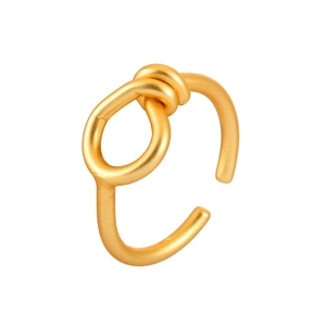 Minimalist matte gold knotted open ring with infinity design for everyday elegance
