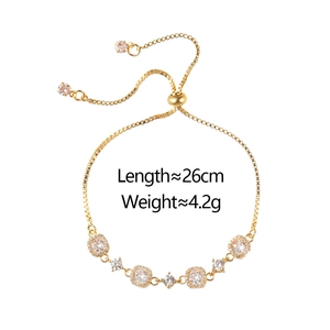 Detail of adjustable 18K gold zircon bracelet showing 26cm length and 4.2g weight