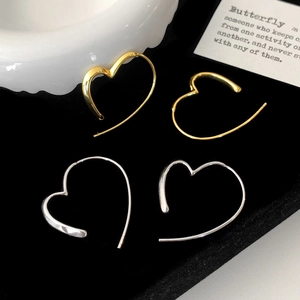 Heart Shaped Hoop Earrings Copper 18K Gold Plated Minimalist Geometric Polished Fashion Jewelry For Women