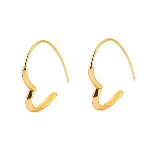 Elegant gold-plated heart-shaped hoop earrings with a polished minimalist metal finish