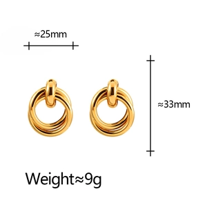 Minimalist gold interlocking hoop earrings featuring polished metallic multi-circle design