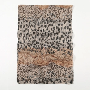 Lightweight leopard print chiffon scarf for women with elegant animal pattern