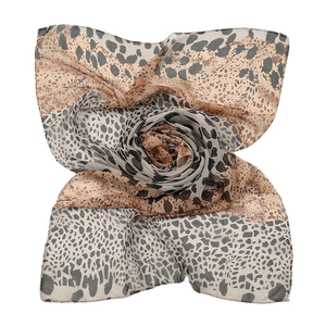Classic leopard print chiffon scarf for women with lightweight breathable fabric
