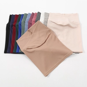 Cross-front ribbed cotton fashion headscarf available in 14 solid color options