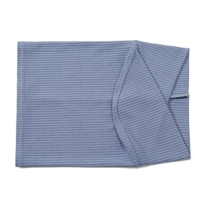 Solid blue ribbed cotton inner hijab cap with a cross front design for women